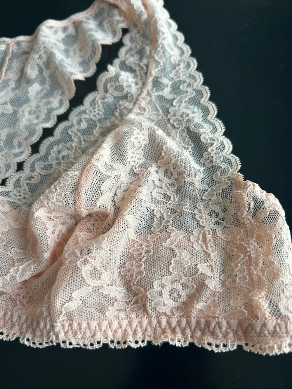 Victoria’s Secret Floral Lace Bralette XL Racerback blush Peach